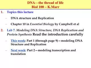 dna the thread of life biol 100 k marr