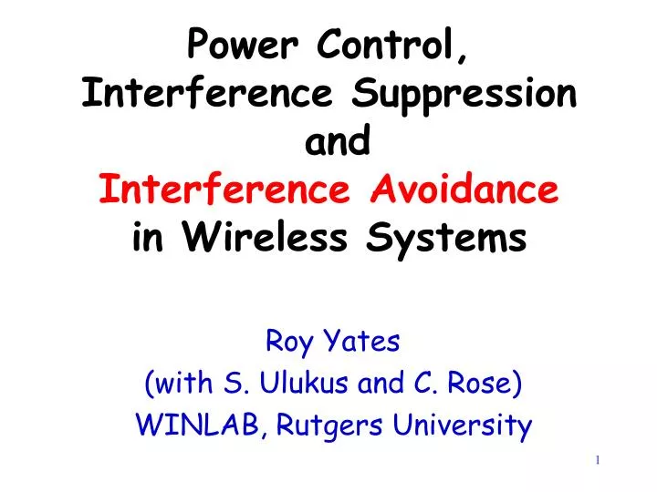 power control interference suppression and interference avoidance in wireless systems