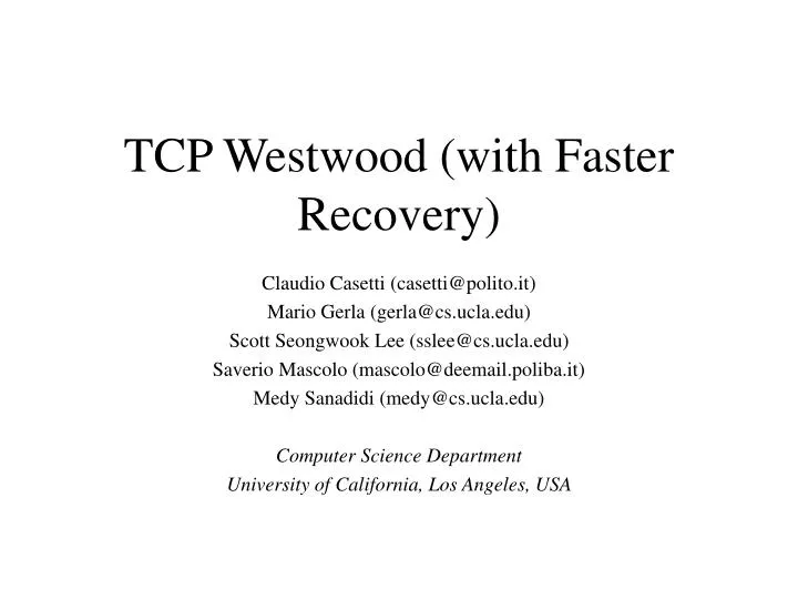 tcp westwood with faster recovery