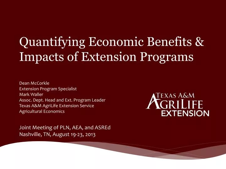 quantifying economic benefits impacts of extension programs