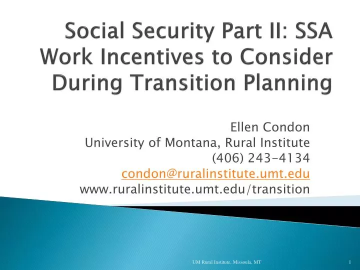 social security part ii ssa work incentives to consider during transition planning