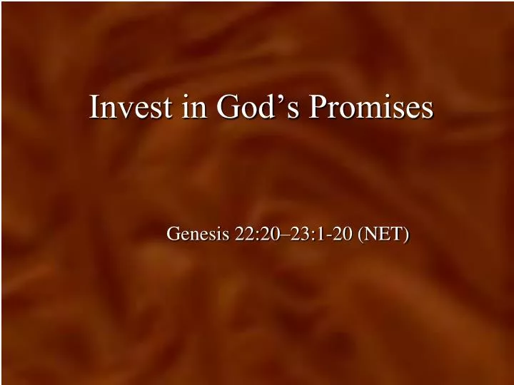 invest in god s promises