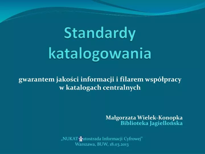 standardy katalogowania