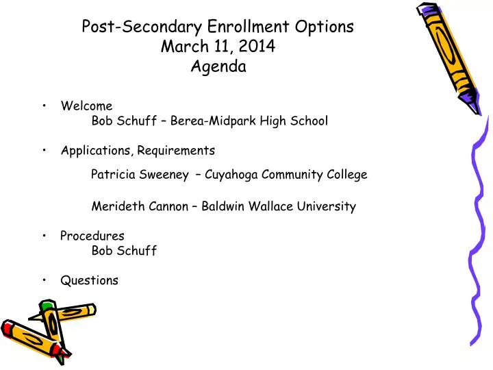 post secondary enrollment options march 11 2014 agenda