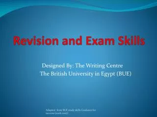 Revision and Exam Skills