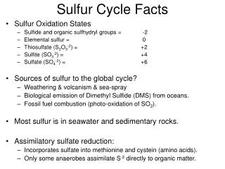 Sulfur Cycle Facts