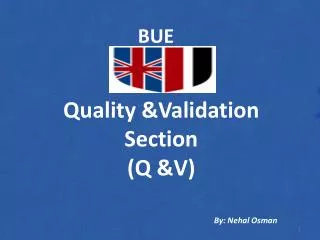 Quality &amp;Validation Section (Q &amp;V)