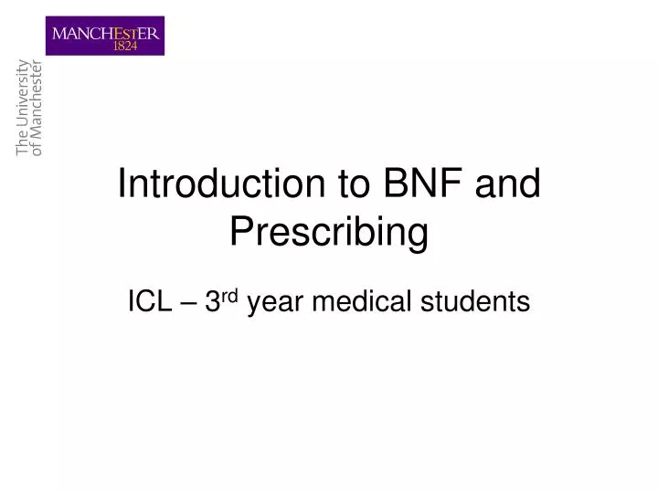 introduction to bnf and prescribing