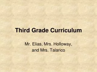 Third Grade Curriculum