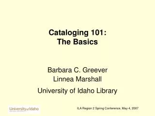 Cataloging 101: The Basics