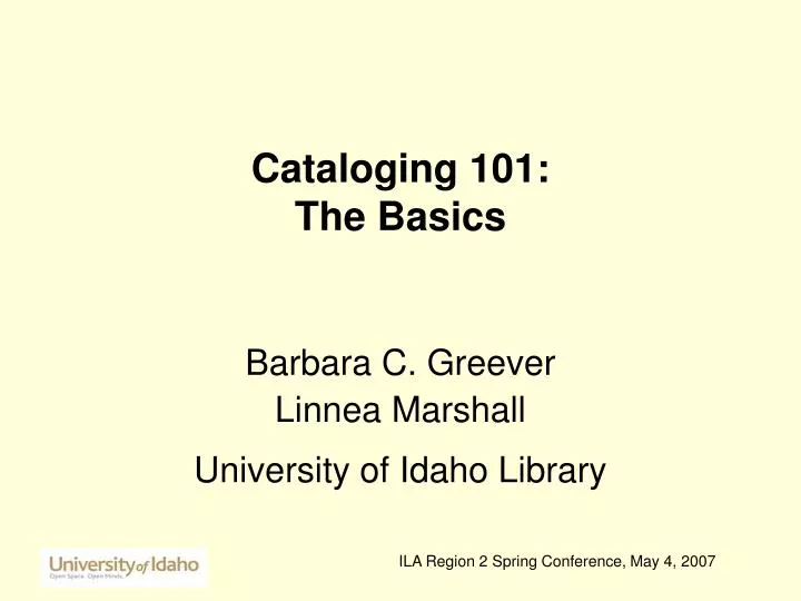 cataloging 101 the basics
