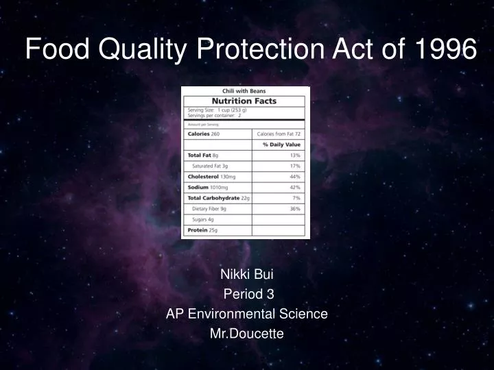 food quality protection act of 1996
