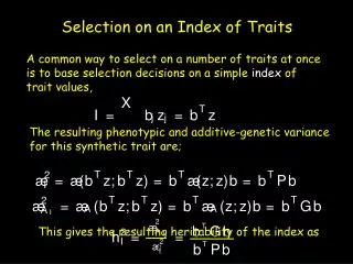 Selection on an Index of Traits