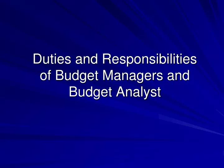 duties and responsibilities of budget managers and budget analyst