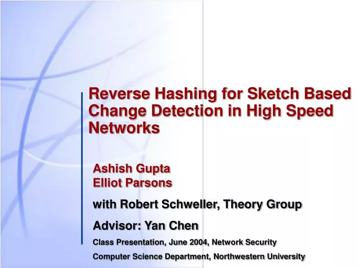 reverse hashing for sketch based change detection in high speed networks