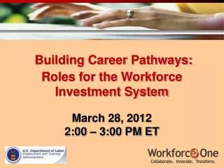 Building Career Pathways: Roles for the Workforce Investment System March 28, 2012