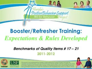 Booster/Refresher Training: Expectations &amp; Rules Developed