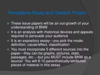 Persuasive Essay and Speech P roject