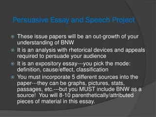 persuasive essay and speech p roject