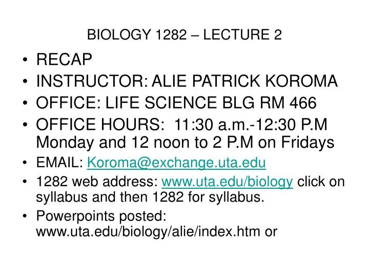 biology 1282 lecture 2