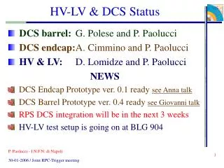 HV-LV &amp; DCS Status