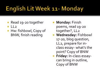 English Lit Week 11- Monday