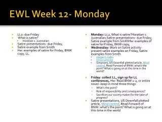 EWL Week 12- Monday