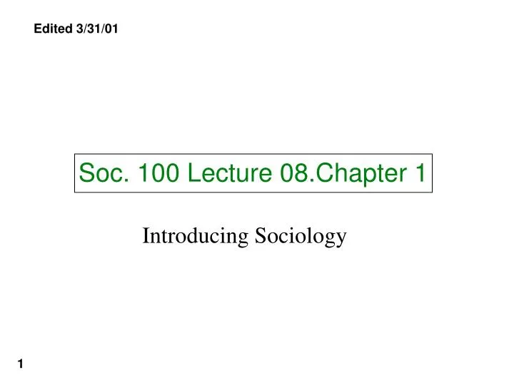 soc 100 lecture 08 chapter 1