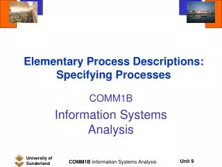 Elementary Process Descriptions: Specifying Processes