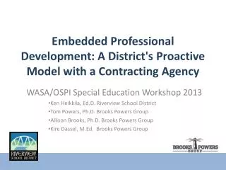 Embedded Professional Development: A District's Proactive Model with a Contracting Agency