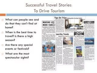 Successful Travel Stories To Drive Tourism