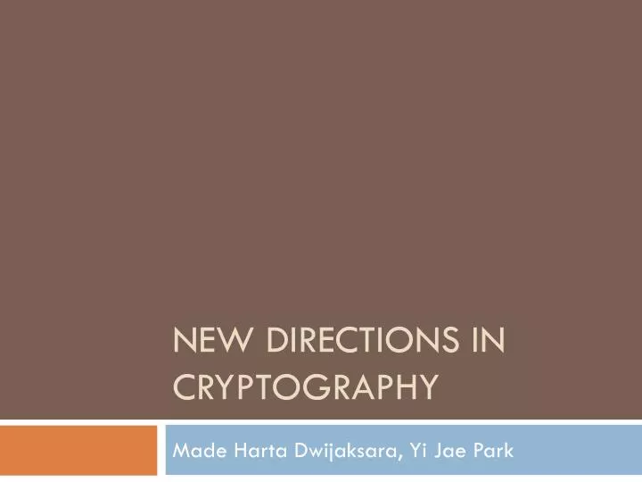 new directions in cryptography