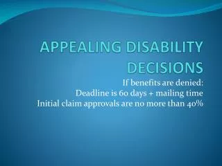 APPEALING DISABILITY DECISIONS