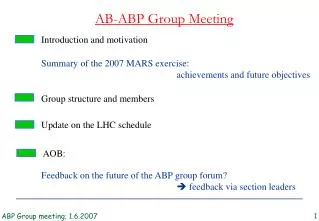 AB-ABP Group Meeting
