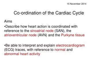 Co-ordination of the Cardiac Cycle