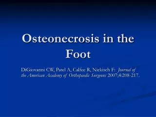 Osteonecrosis in the Foot