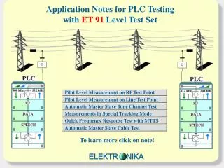 Application Notes for PLC Testing with ET 91 Level Test Set