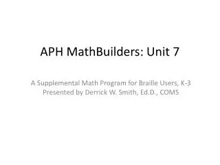 APH MathBuilders : Unit 7