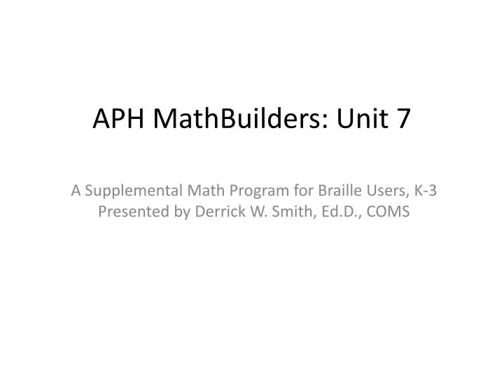 aph mathbuilders unit 7
