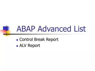 ABAP Advanced List