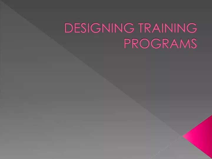 designing training programs