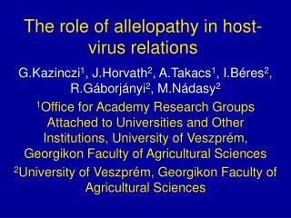 The role of allelopathy in host-virus relations