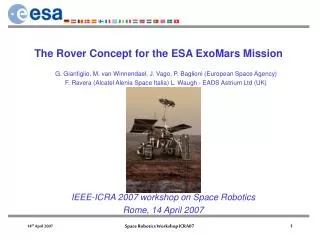 The Rover Concept for the ESA ExoMars Mission