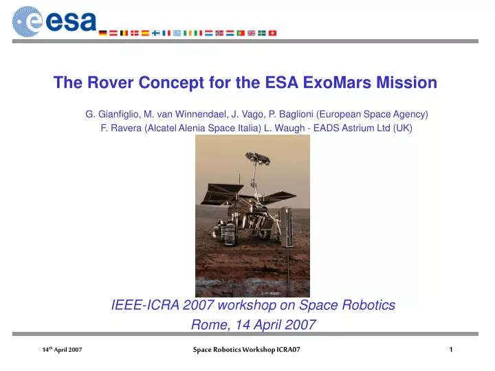 the rover concept for the esa exomars mission