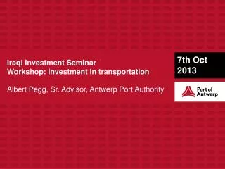 Iraqi Investment Seminar Workshop: Investment in transportation