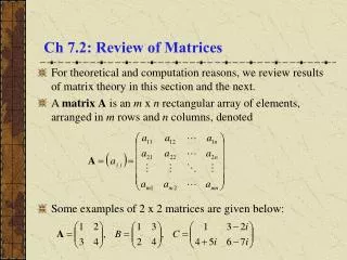 Ch 7.2: Review of Matrices