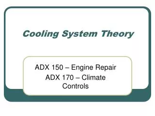 Cooling System Theory