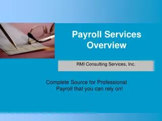 Payroll Services Overview