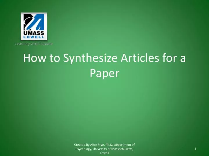 how to synthesize articles for a paper