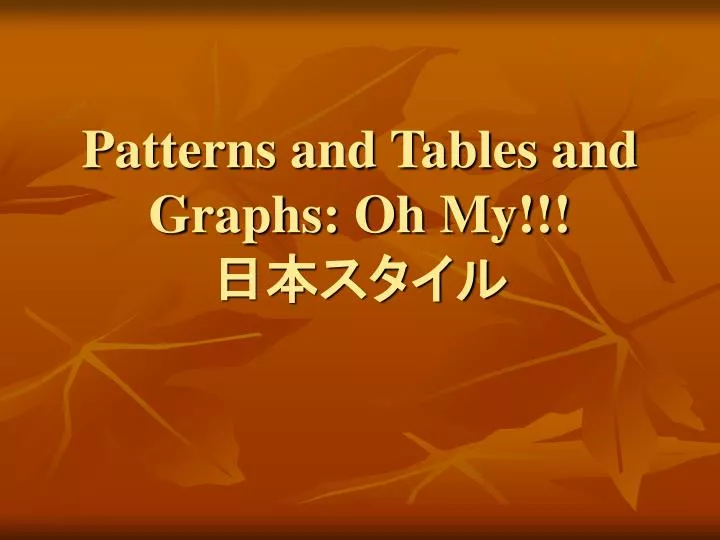 patterns and tables and graphs oh my